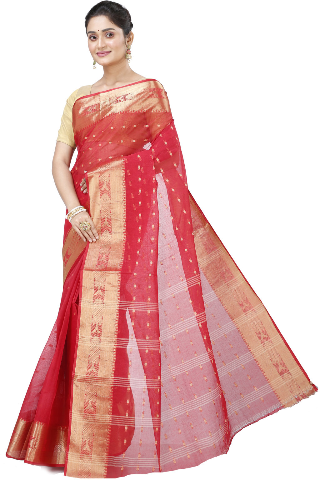 Red Pure Cotton Griva Tant Saree (918)